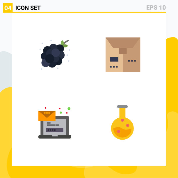 4个通用的平面图标设置为网络和移动图片下载