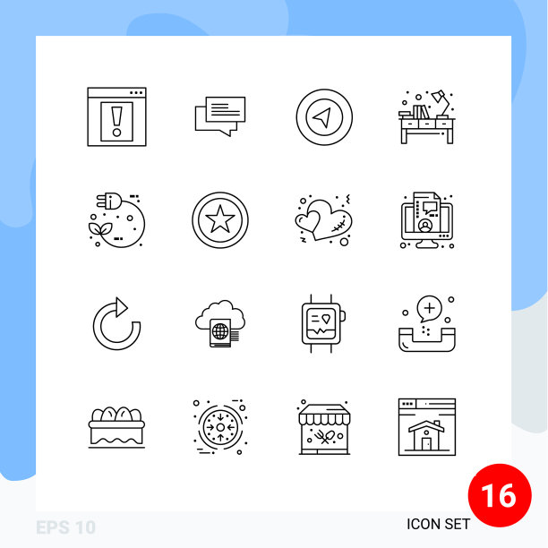 象形图设置16个简单的电轮廓图片下载