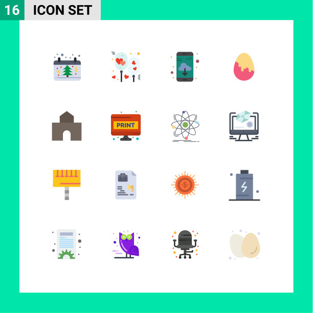 设置16个现代UI图标符号标志图片下载