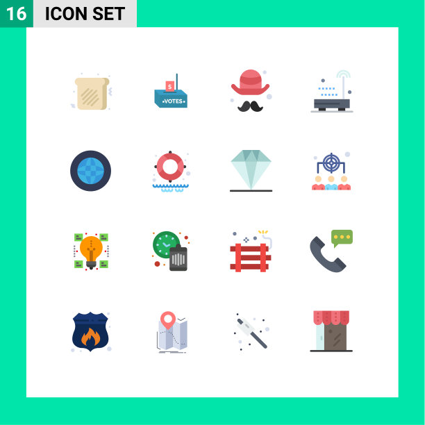 16个创意图标的现代标志和符号图片下载
