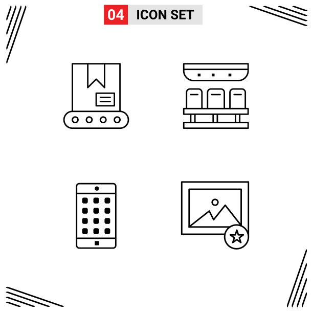 包4个创意填充线平色图片下载