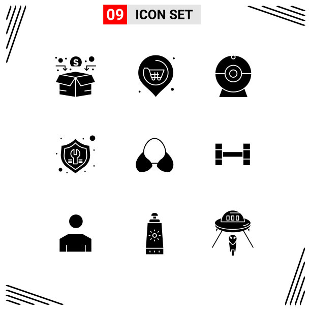 组9现代固体象形文字设置为海滩图片下载