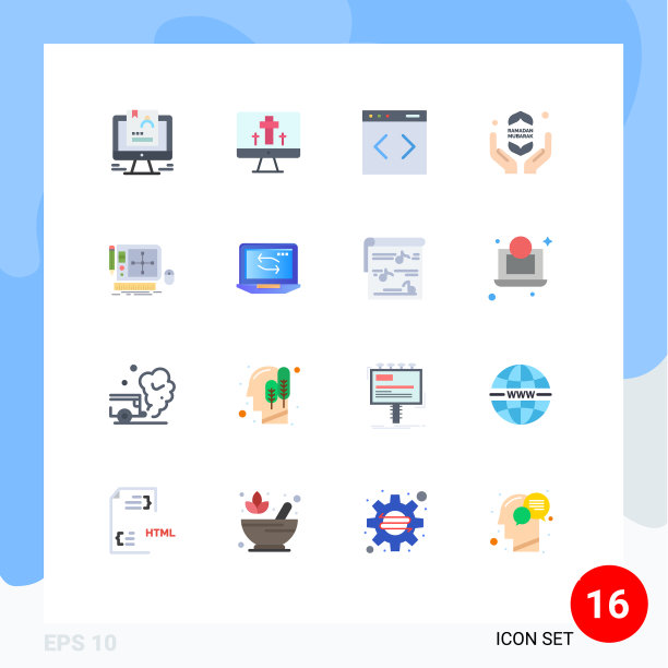 设置16个商业平面颜色的设计包图片下载