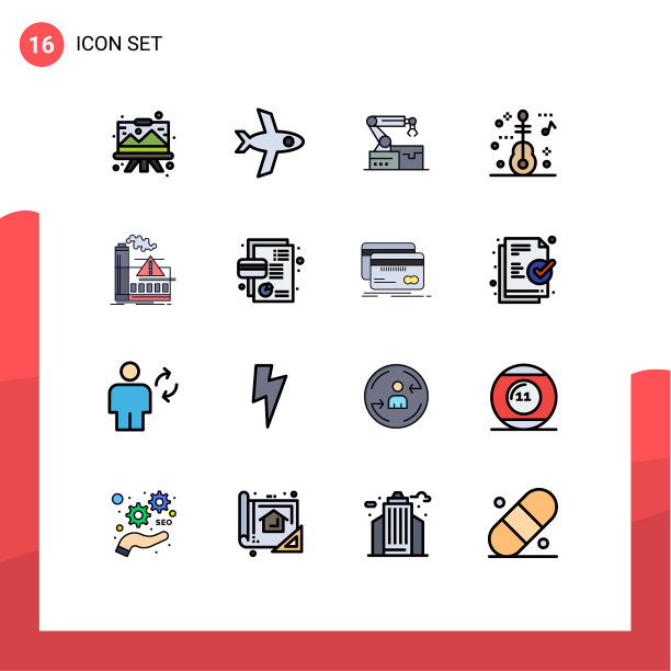 象形图设置16个简单的平色填充图片下载