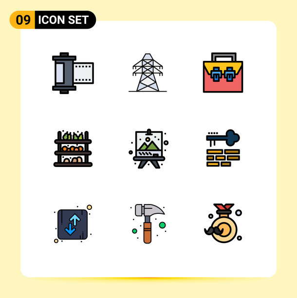 可编辑的线包9简单填充线平图片下载