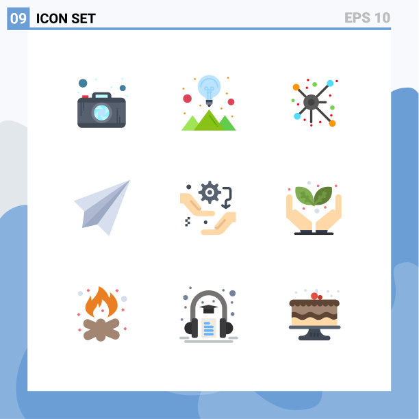 设置9个现代UI图标符号的手图片下载