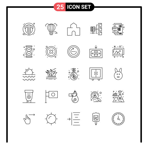 25个主题线和可编辑符号社会图片下载