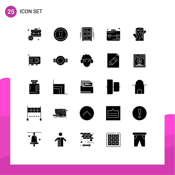 分组25个固体符号符号和符号图片下载