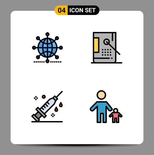 4主题填充线平面颜色和可编辑图片下载