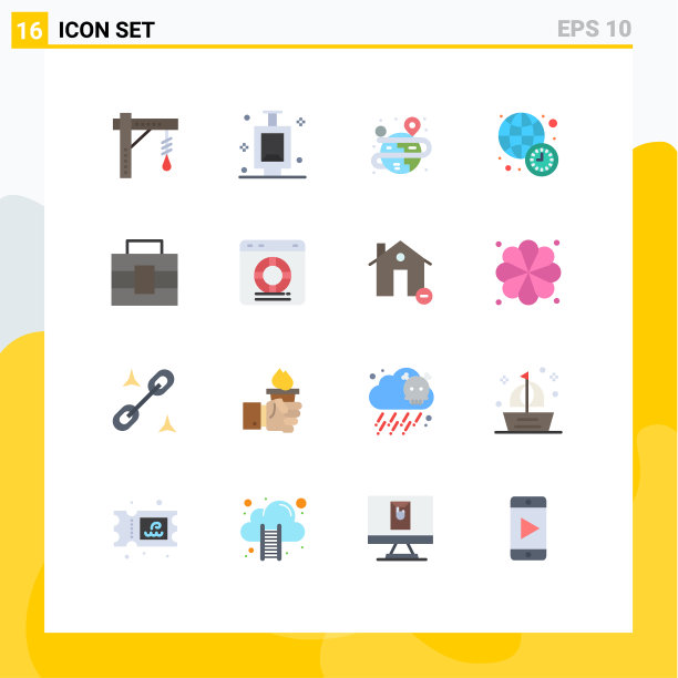 可编辑线包16个简单的平面颜色图片下载