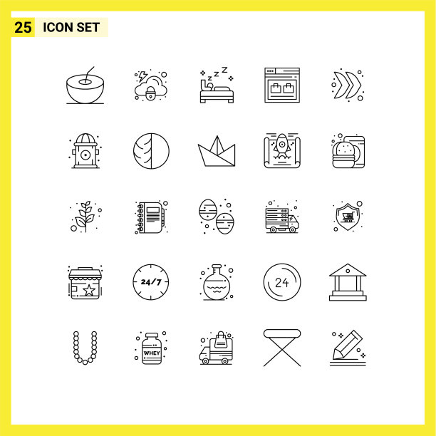 象形文字设置25条简单的直线右箭头图片下载