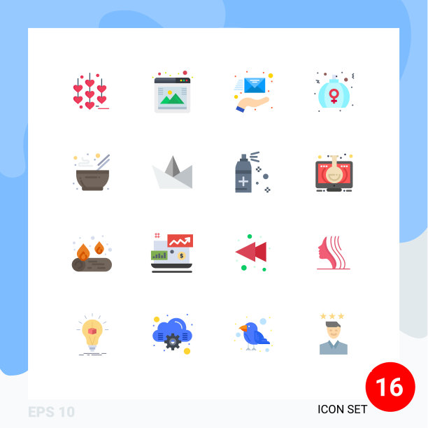 可编辑线包16个简单的平面颜色图片下载