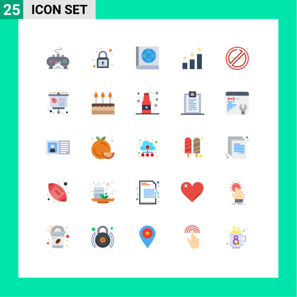 包装25个创意平面色彩的商务场所图片下载