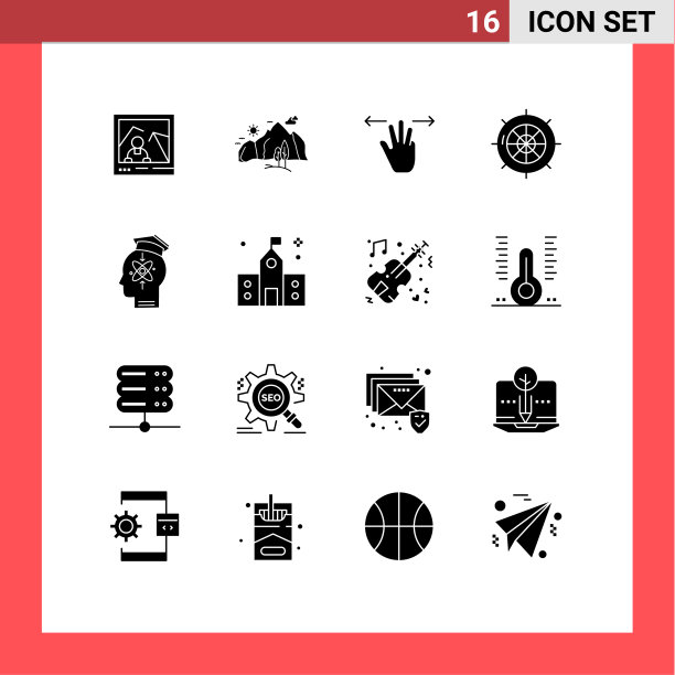 设置16个现代UI图标符号标志图片下载