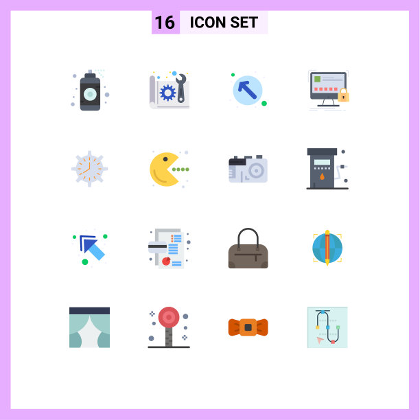 设置16个现代UI图标符号标志图片下载