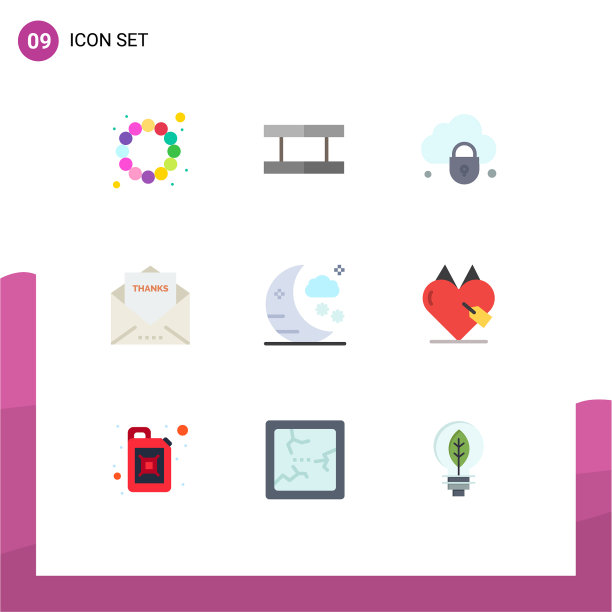 第九组为月亮设计的现代平面颜色图片下载