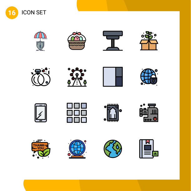 组16平色填充线标志和图片下载