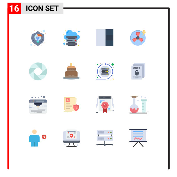 移动界面平面颜色设置16个象形图图片下载