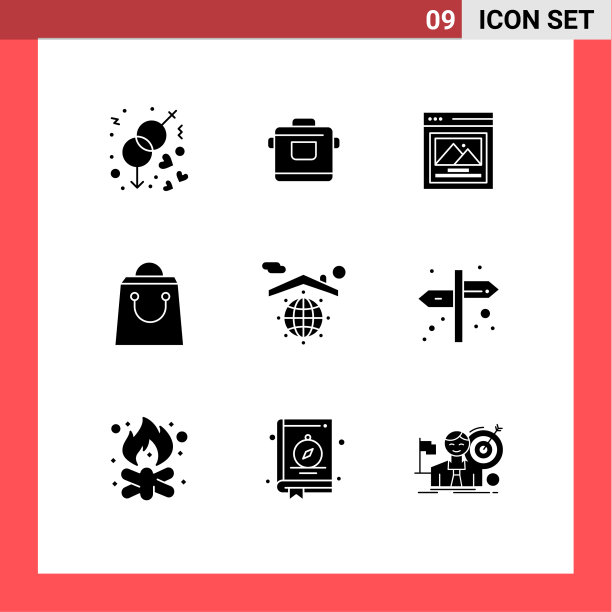 现代设置9个坚固的象形文字安全图片下载