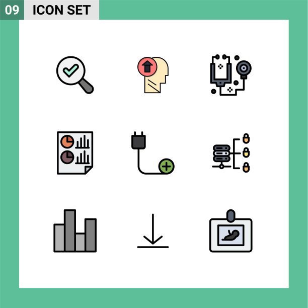 可编辑的线包9简单填充线平图片下载