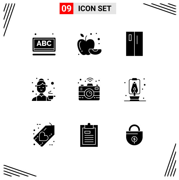 设置9商业固体象形文字包的相机图片下载