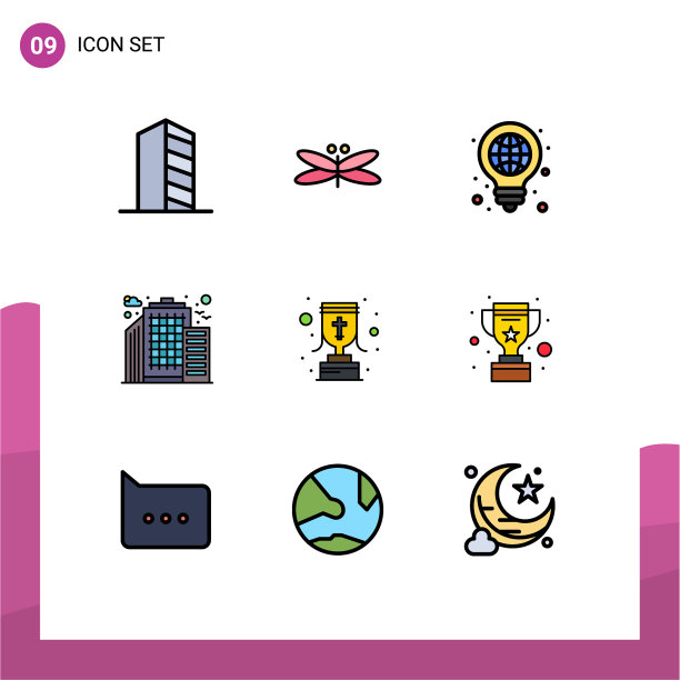 象形图设置9个简单的填充线平色图片下载