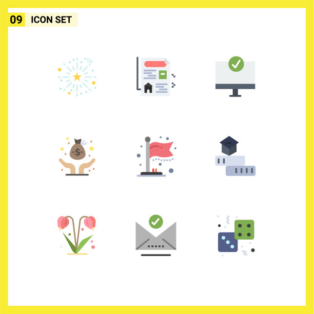 9 .创意旗帜图标和现代标志符号图片下载