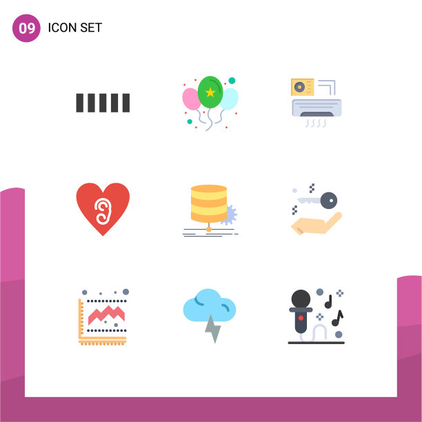 移动界面平面颜色设置9个象形图图片下载