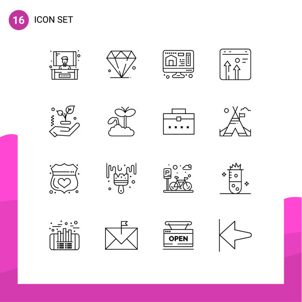 16个创意图标的现代标志和符号图片下载