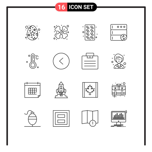 包16个现代轮廓标志和符号图片下载