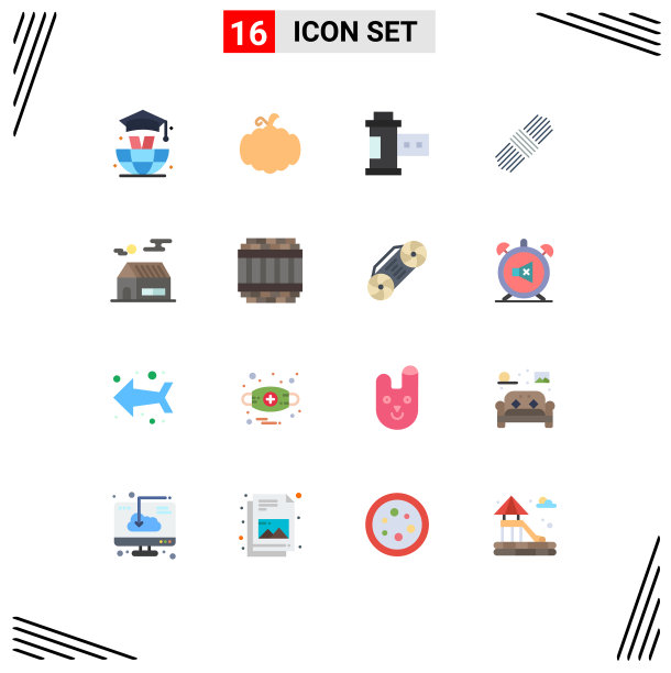 设置16商业平面颜色包装的真实图片下载