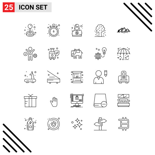 通用图标符号组25个现代线条图片下载