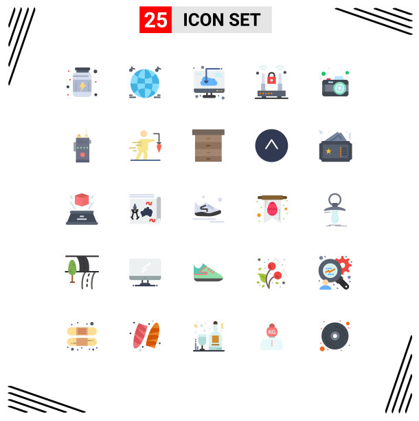 设置25个现代的UI图标符号符号的照片图片下载