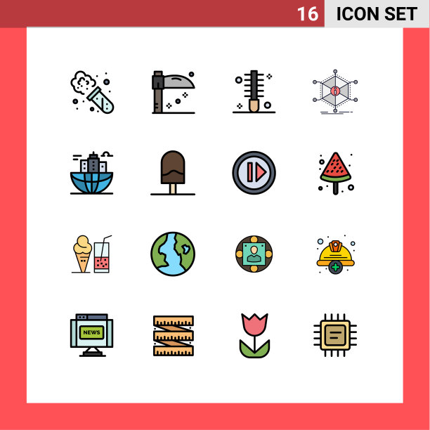 现代设置16平色填充线条和图片下载