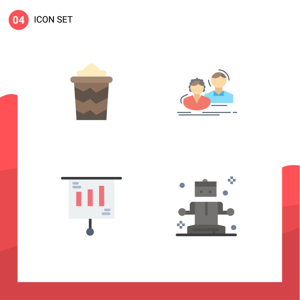 4个主题平面图标和可编辑的符号图片下载