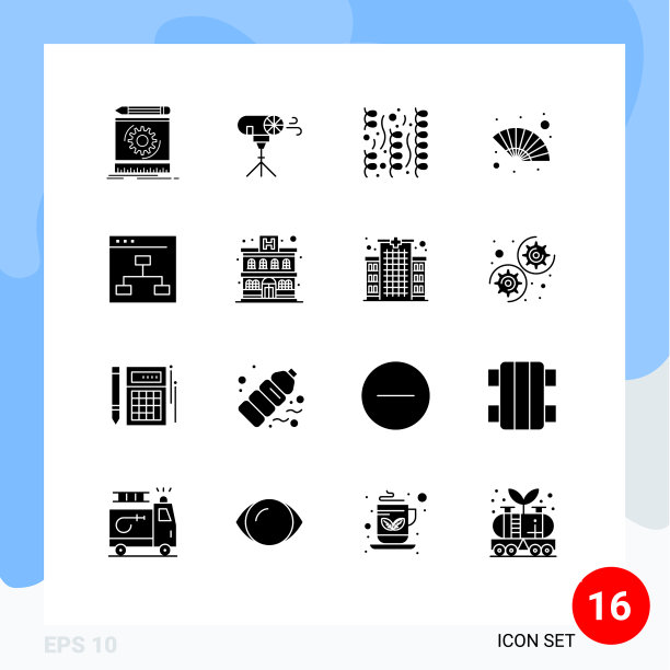 通用图标符号组16个现代立体图片下载