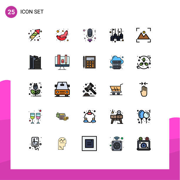 用户界面包25基本填充线平图片下载