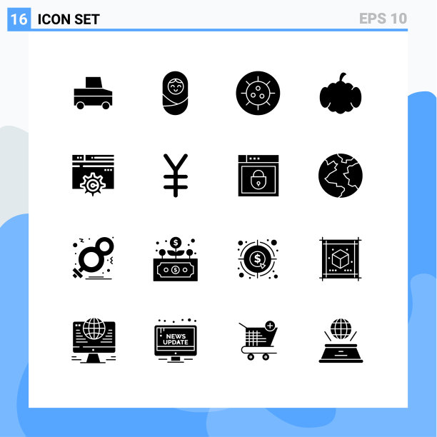 设置16个现代UI图标符号标志图片下载