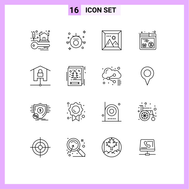 第十六组勾勒出回家的标志和符号图片下载