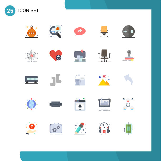 将25个单色标志和符号组合在一起图片下载