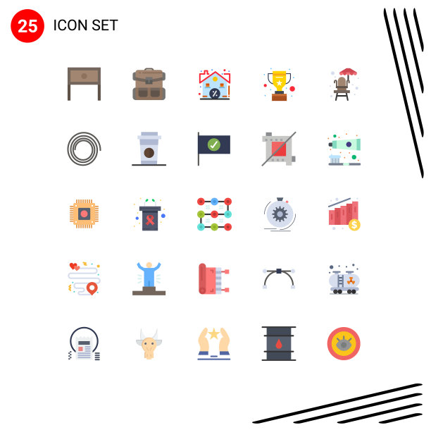 象形文字设置了25个简单的平面颜色奖励图片下载