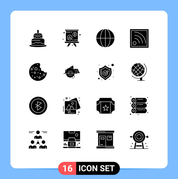 16固体字形概念的网站移动和图片下载