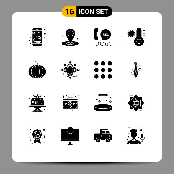 将16个实字形、符号和符号分组图片下载