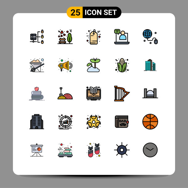 25主题填充线平面颜色和可编辑图片下载