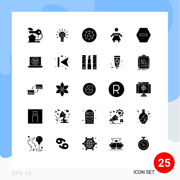 25固体字形概念的网站移动和图片下载