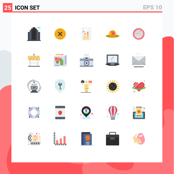 25个主题平色和可编辑的符号图片下载