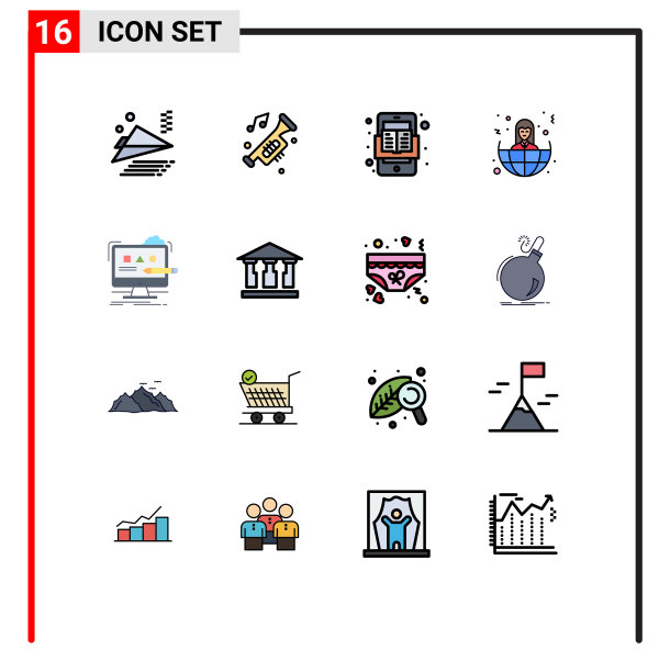 可编辑线包16简单的平面颜色填充图片下载