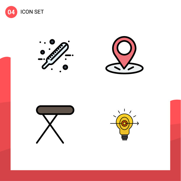 组4现代填充线平面颜色集图片下载