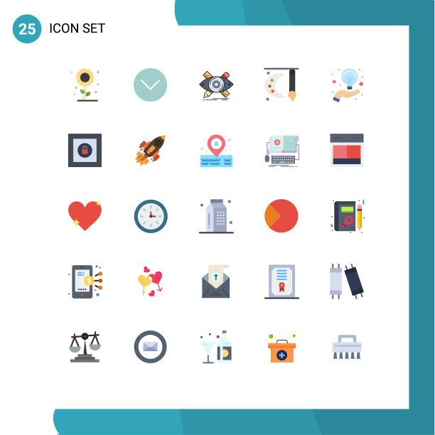 将25个单色标志和符号组合在一起图片下载