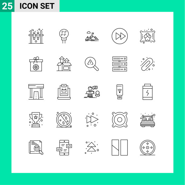 可编辑的线包25个简单的线箭头图片下载